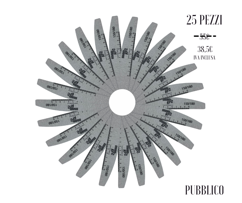 Lime per Unghie Kit 25 pz Half Moon PRO - 150/180